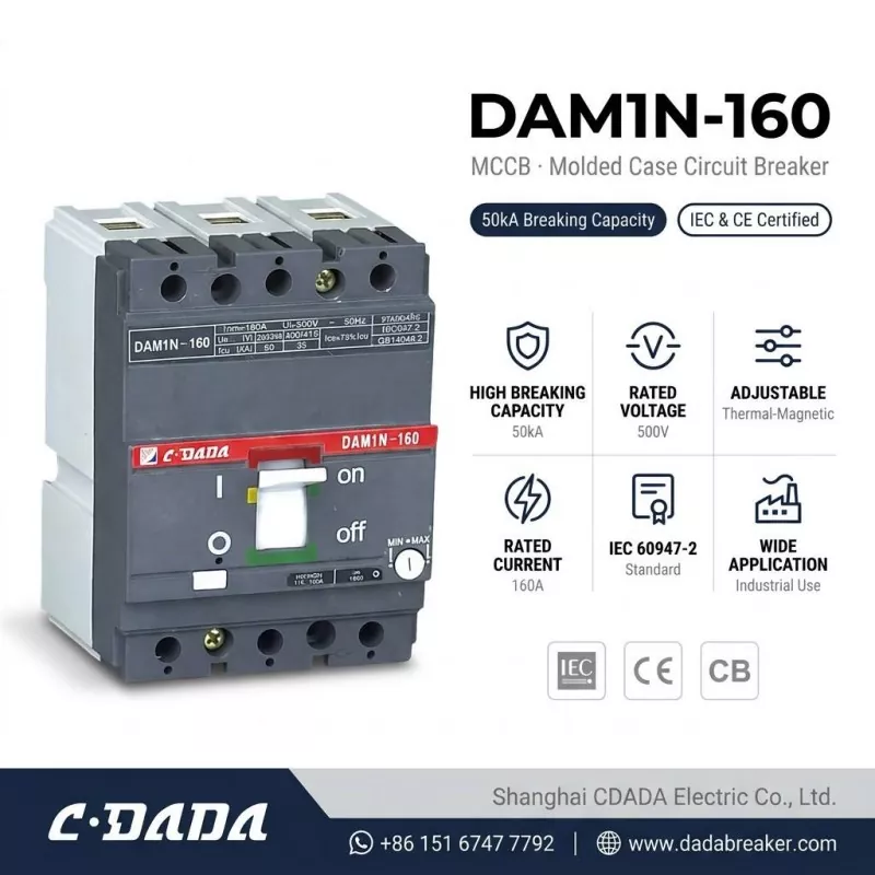 CDADA បញ្ចេញឧបករណ៍បំបែកសៀគ្វី DAM1N-160 160A MCCB ដែលមានសមត្ថភាពខ្ពស់