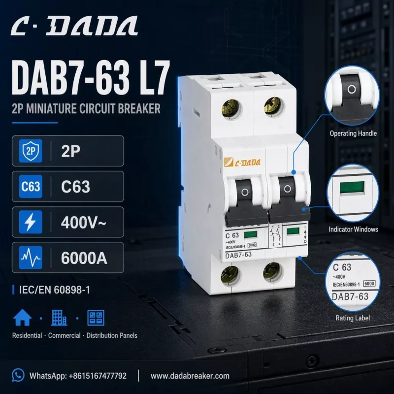 DAB7-63 L7 2P MCB - ច្បាស់ និងបង្រួមការការពារសម្រាប់បន្ទះចែកចាយ